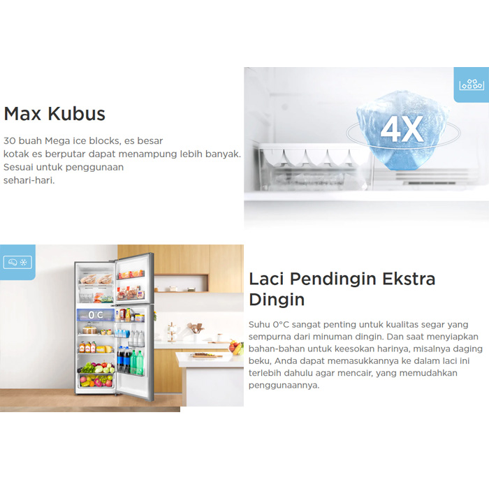 Midea Kulkas Everest 2 Pintu 428 Liter Inverter Black - MDRT 572 EVF28ID | MDRT-572- EVF28ID